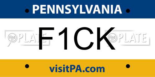 F1CK Pennsylvania License Plate