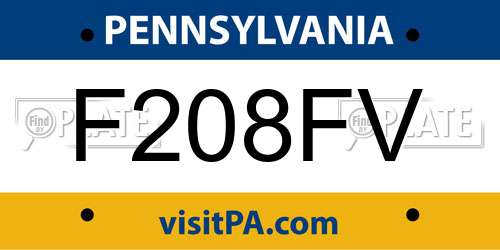 F208FV Pennsylvania License Plate