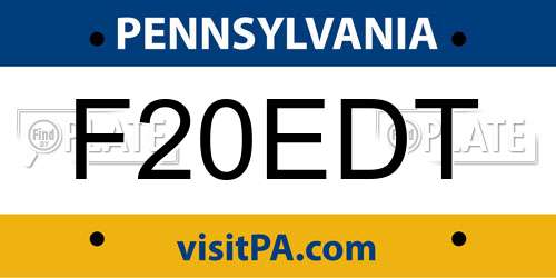 F20EDT Pennsylvania License Plate