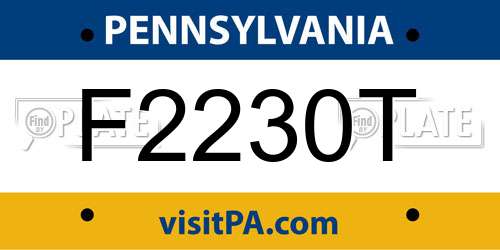 F2230T Pennsylvania License Plate