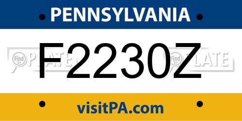 F2230Z Pennsylvania License Plate