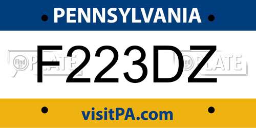F223DZ Pennsylvania License Plate