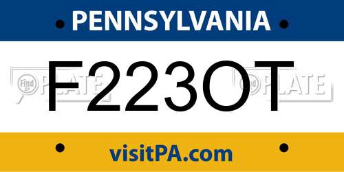 F223OT Pennsylvania License Plate