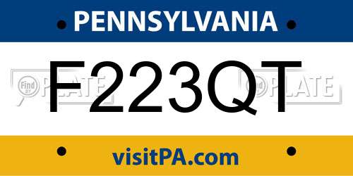 F223QT Pennsylvania License Plate