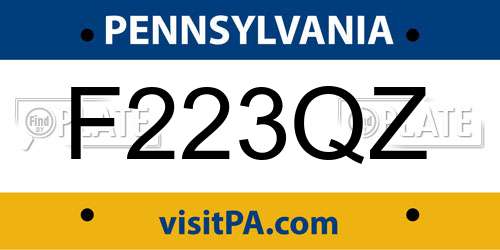 F223QZ Pennsylvania License Plate