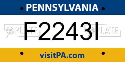 F2243I Pennsylvania License Plate