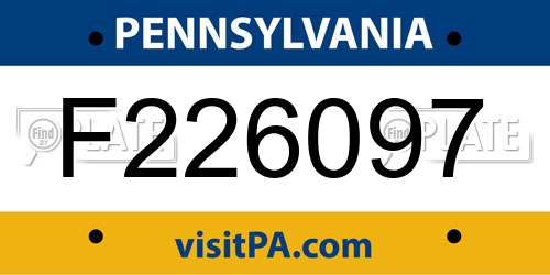 F226097 Pennsylvania License Plate