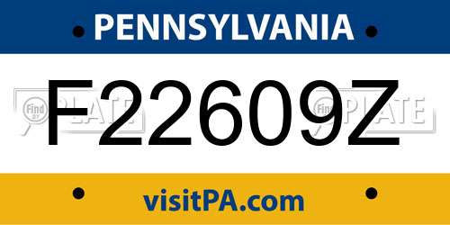 F22609Z Pennsylvania License Plate