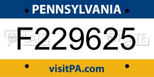 F229625 Pennsylvania License Plate