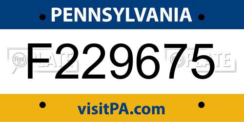 F229675 Pennsylvania License Plate