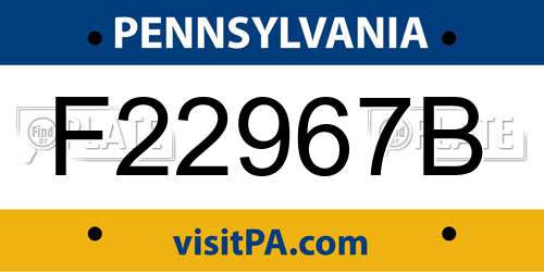 F22967B Pennsylvania License Plate