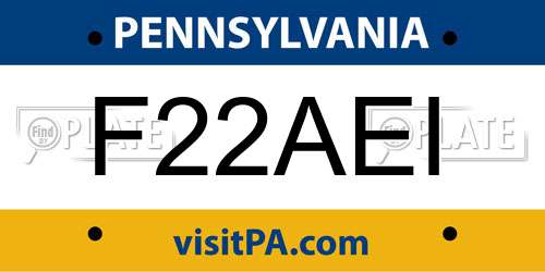 F22AEI Pennsylvania License Plate
