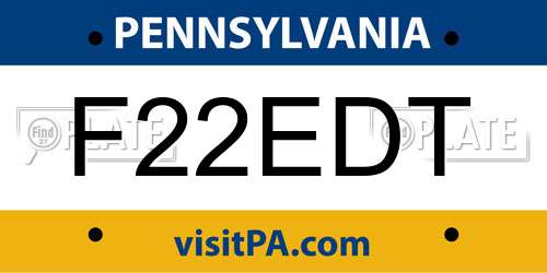 F22EDT Pennsylvania License Plate