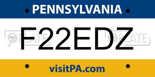 F22EDZ Pennsylvania License Plate