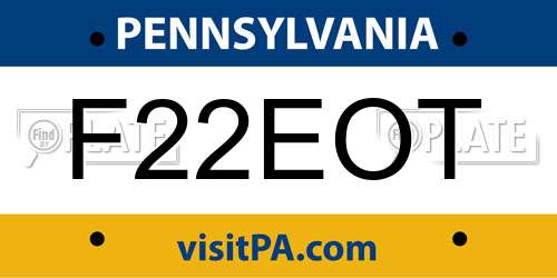 F22EOT Pennsylvania License Plate