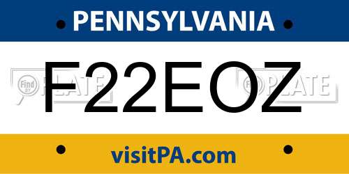 F22EOZ Pennsylvania License Plate