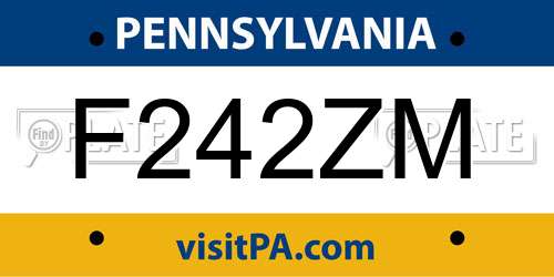 F242ZM Pennsylvania License Plate