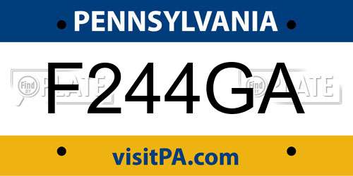 F244GA Pennsylvania License Plate