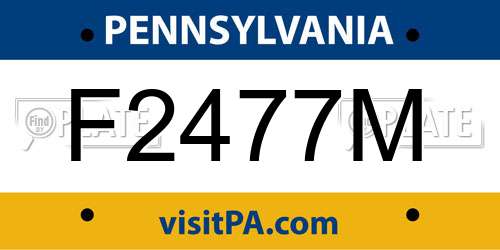 F2477M Pennsylvania License Plate