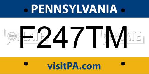 F247TM Pennsylvania License Plate