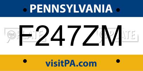 F247ZM Pennsylvania License Plate