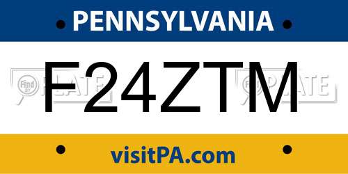 F24ZTM Pennsylvania License Plate