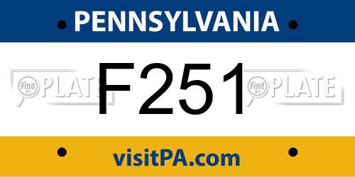 F251 Pennsylvania License Plate