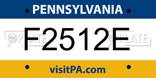 F2512E Pennsylvania License Plate