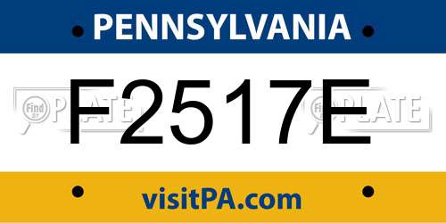 F2517E Pennsylvania License Plate