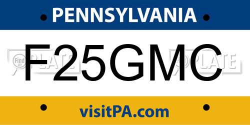 F25GMC Pennsylvania License Plate