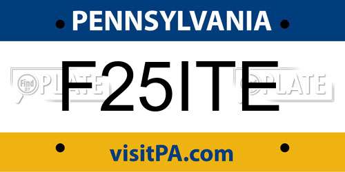 F25ITE Pennsylvania License Plate