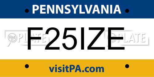 F25IZE Pennsylvania License Plate