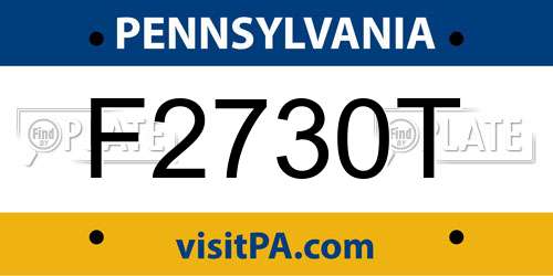 F2730T Pennsylvania License Plate