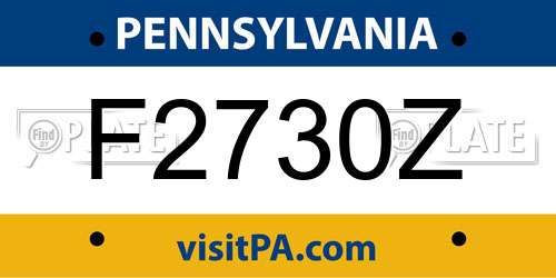 F2730Z Pennsylvania License Plate