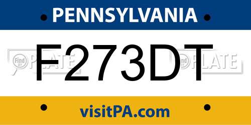 F273DT Pennsylvania License Plate