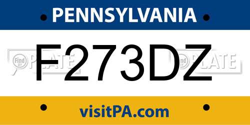 F273DZ Pennsylvania License Plate
