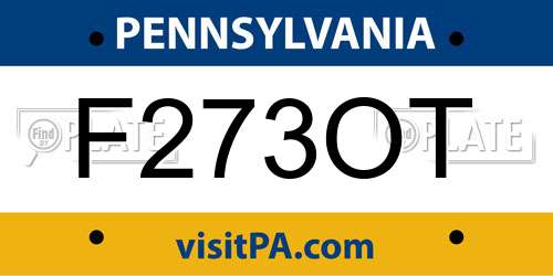 F273OT Pennsylvania License Plate