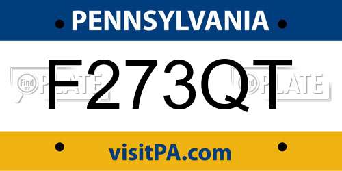 F273QT Pennsylvania License Plate