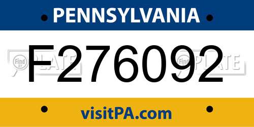 F276092 Pennsylvania License Plate