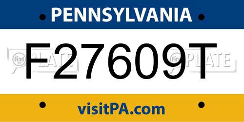 F27609T Pennsylvania License Plate