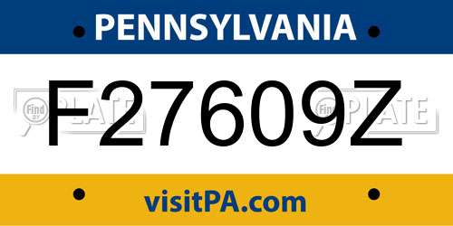 F27609Z Pennsylvania License Plate
