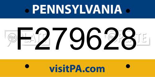 F279628 Pennsylvania License Plate