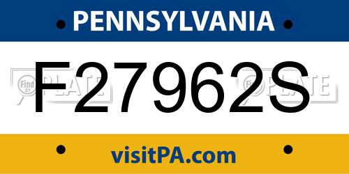 F27962S Pennsylvania License Plate