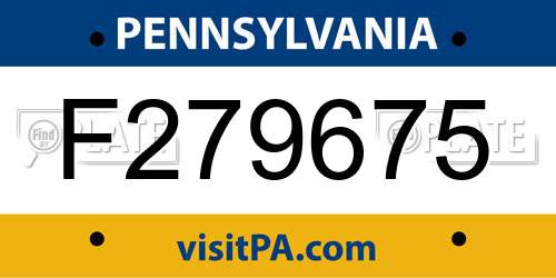 F279675 Pennsylvania License Plate