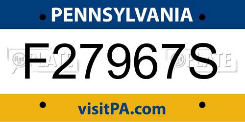 F27967S Pennsylvania License Plate