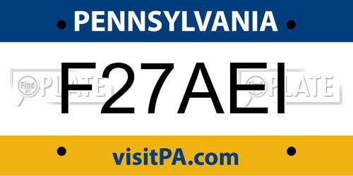 F27AEI Pennsylvania License Plate