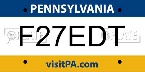 F27EDT Pennsylvania License Plate