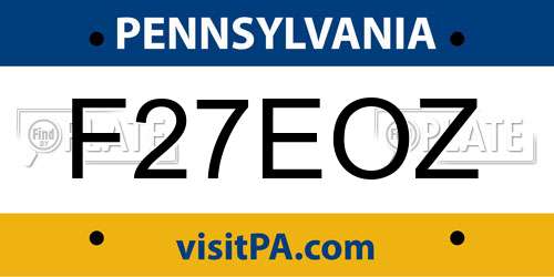F27EOZ Pennsylvania License Plate