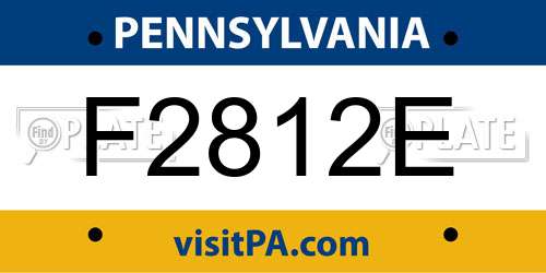 F2812E Pennsylvania License Plate