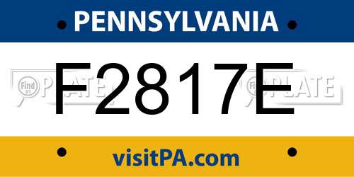 F2817E Pennsylvania License Plate